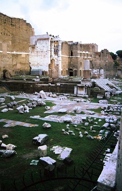 Blick auf eine Ausgrabungsstätte in Rom