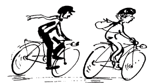Logo von Sackmann Fahrradreisen, zwei fahrende Radler