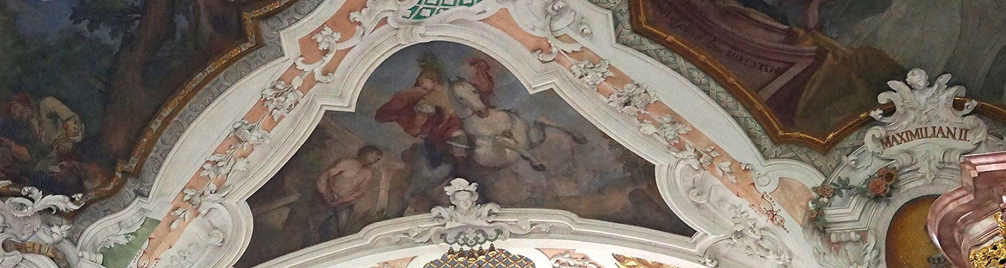 Detailbild des "Beuroner Schimmels" der Deckenfresken in der Klosterkirche in Beuron