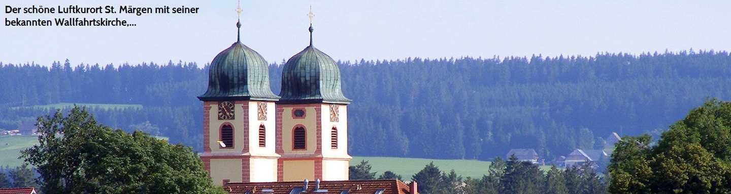 Blick auf die zwei Türme der Wallfahrtskirche in St. Märgen