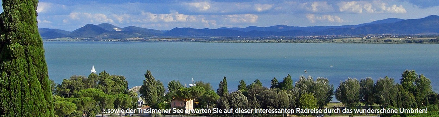Blick zum Trasimeno See in Umbrien, Italien