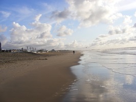 Blick auf einen Sandstrand in Holland