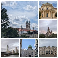 Collage mit sechs Sehenswürdigkeiten, die es auf der Rad- und Schiffsreise Passau-Wien-Passau mit der MS Swiss Crown zu sehen gibt