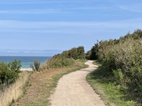 Der Radweg in der Landschaft des Ostseeküstenradwegs am Strand entlang
