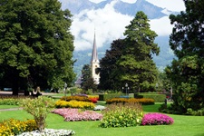 Blick auf den Park in Bad Ragaz in der Schweiz