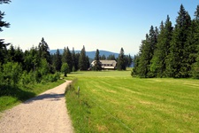 Malerisch gelegene, einsame Bauernhäuser und zahlreiche Nadelbäume säumen die Bike-Crossing-Strecke im Schwarzwald.