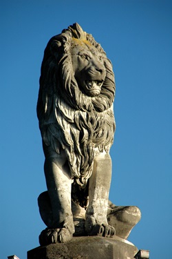Detailbild der Statue des Löwens im Hafen von Lindau
