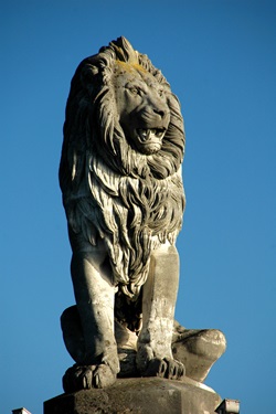 Detailbild der Statue des Löwens im Hafen von Lindau