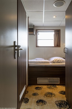 Blick in eine Ein-Bett-Kabine auf dem Hauptdeck der MS De Nassau.