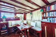 Der gemütliche Salon des Deluxeschiffes Erato