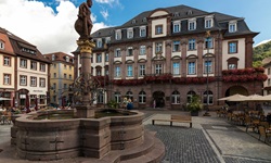 Der Marktplatz von Heidelberg mit dem Herkulesbrunnen.