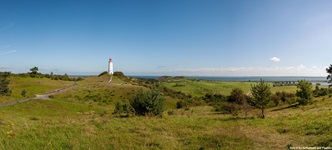 Wunderschöner Panoramablick auf den Leuchtturm Dornbusch auf der Insel Hiddensee.