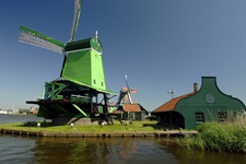 Eine der berühmten Windmühlen in grün in Holland