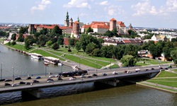 Luftbild auf die Krakauer Burg und Umgebung