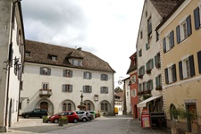 Blick auf den Ortskern von Maienfeld in der Schweiz