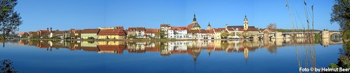 Panoramabild einer Stadt am Main