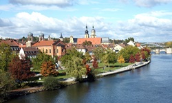 Blick zu einer Stadt am Main