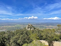 Ausblick auf das Puig de Sant Salvador beim Kloster Sant Salvador auf Mallorca