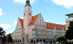 Blick auf das Rathaus in Allenstein in Masuren
