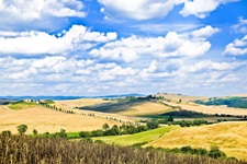 Blick über die mediterrane Hügellandschaften auf der Radreise durch die Toskana ab Montecatini