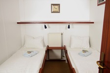 Alle Doppelkabinen an Bord der MS Flora verfügen über 2 getrennte Betten.