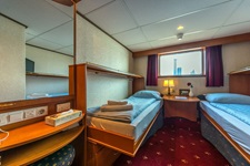 Eine 2-Bett-Kabine an Bord der MS Princess.