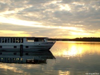 Sonnenuntergang auf der Masurischen Seenplatte mit Blick auf die angelegte Classic Lady