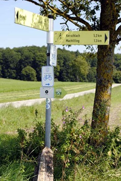 Beschilderung der Radstrecke der Münchner Seen sowie der bayerischen Seenrunde