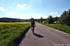 Ein Radfahrer radelt auf dem Greenway-Radweg der Radreise von Prag nach Wien