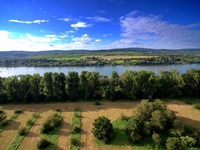 Blick über die Landschaft vom Rhein