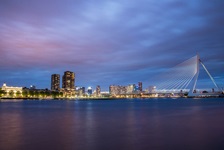 Die Skyline von Rotterdam mit der Erasmusbrücke.