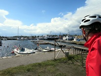 Ein Hafen in Schweden mit verschiedenen Booten und Schiffen