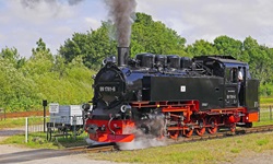 Die Lokomotive des Rasenden Roland auf Rügen.