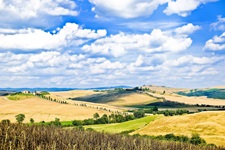 Blick über die wundervolle Hügellandschaft der Toskana