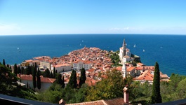 Panoramablick auf Piran.