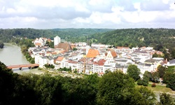 Schöner Blick auf Wasserburg mit der Pfarrkirche St. Jakob.
