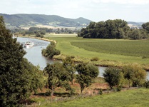 Herrlicher Blick auf die Weser und das sie umrahmende Weserbergland.